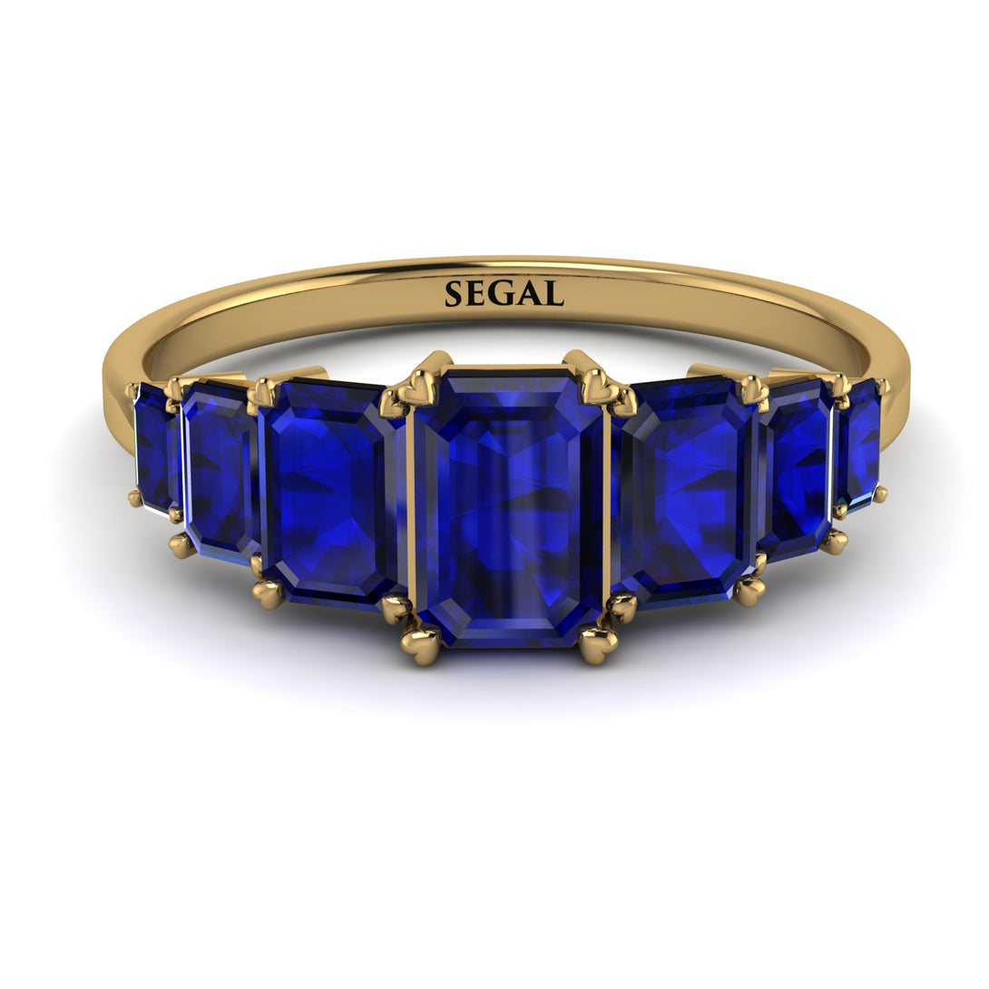 Emerald Cut Sapphire Geometrical Ring - Briella No. 73