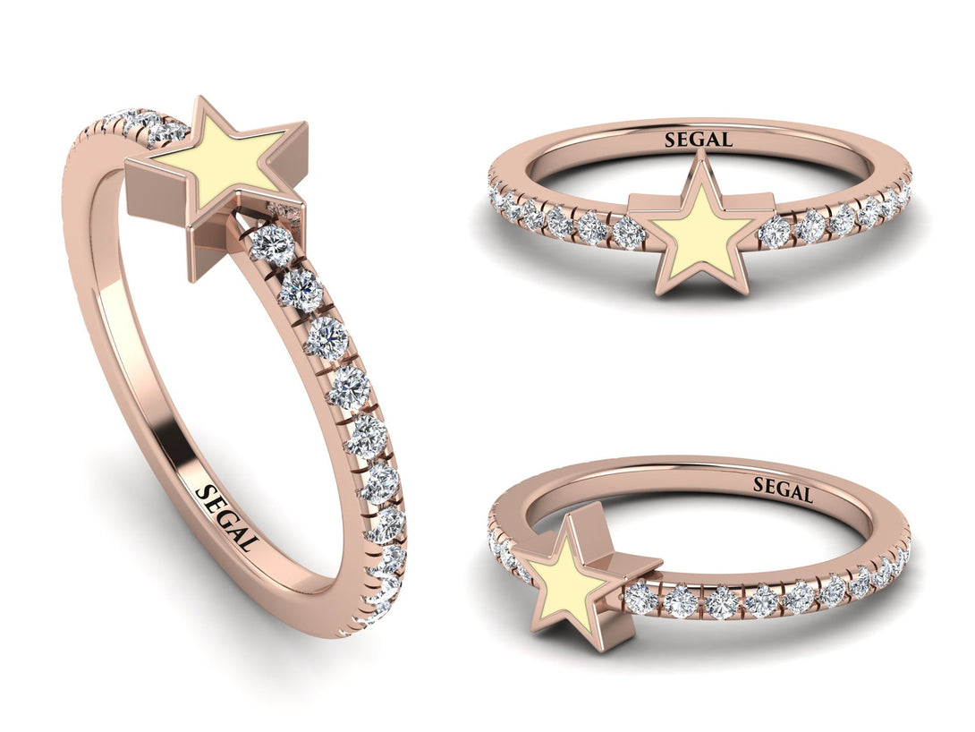 Elegant Enamel Star Diamond Ring - Star No. 2