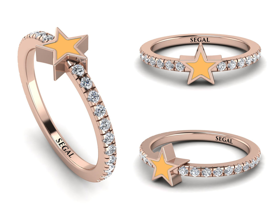 Elegant Enamel Star Diamond Ring - Star No. 2