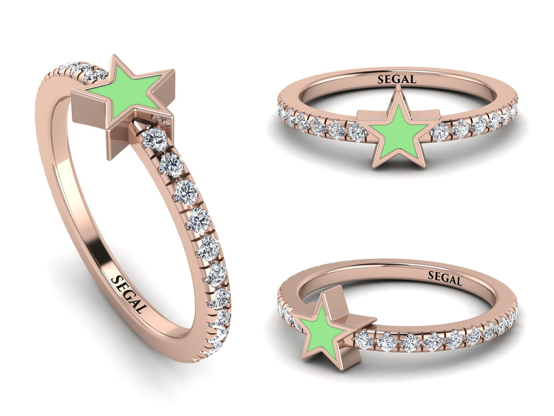 Elegant Enamel Star Diamond Ring - Star No. 2