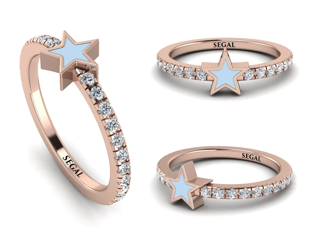 Elegant Enamel Star Diamond Ring - Star No. 2
