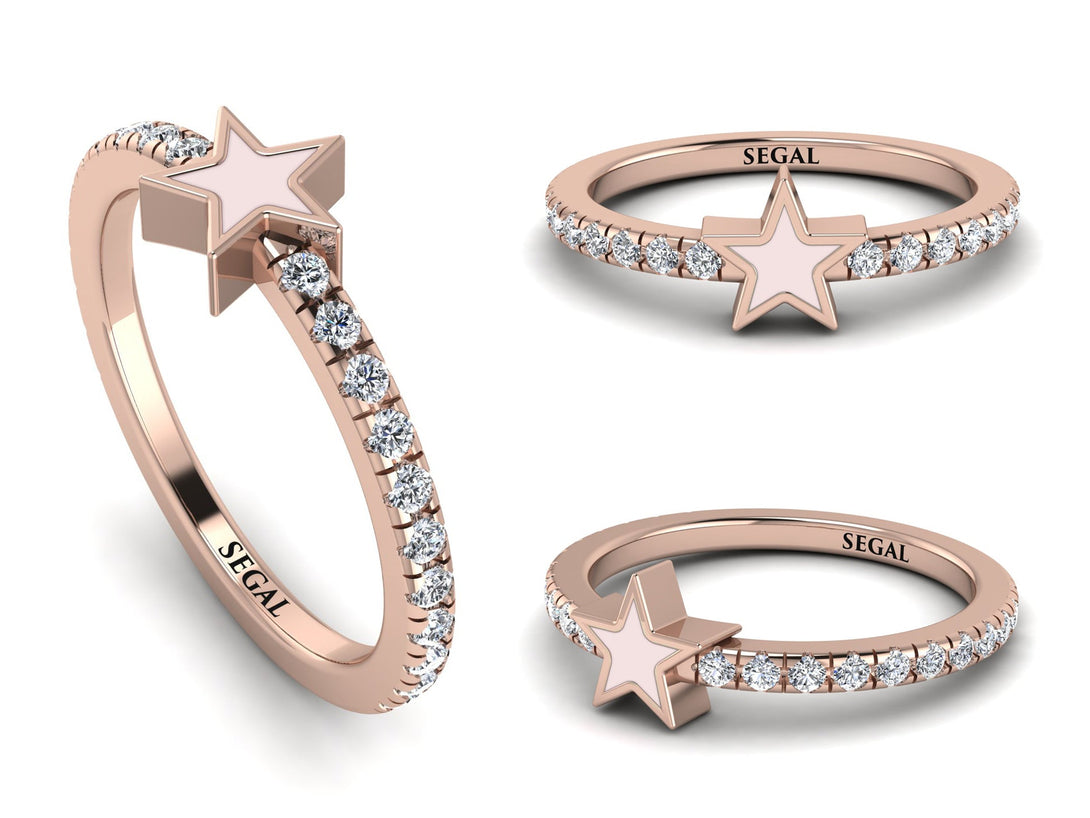 Elegant Enamel Star Diamond Ring - Star No. 2