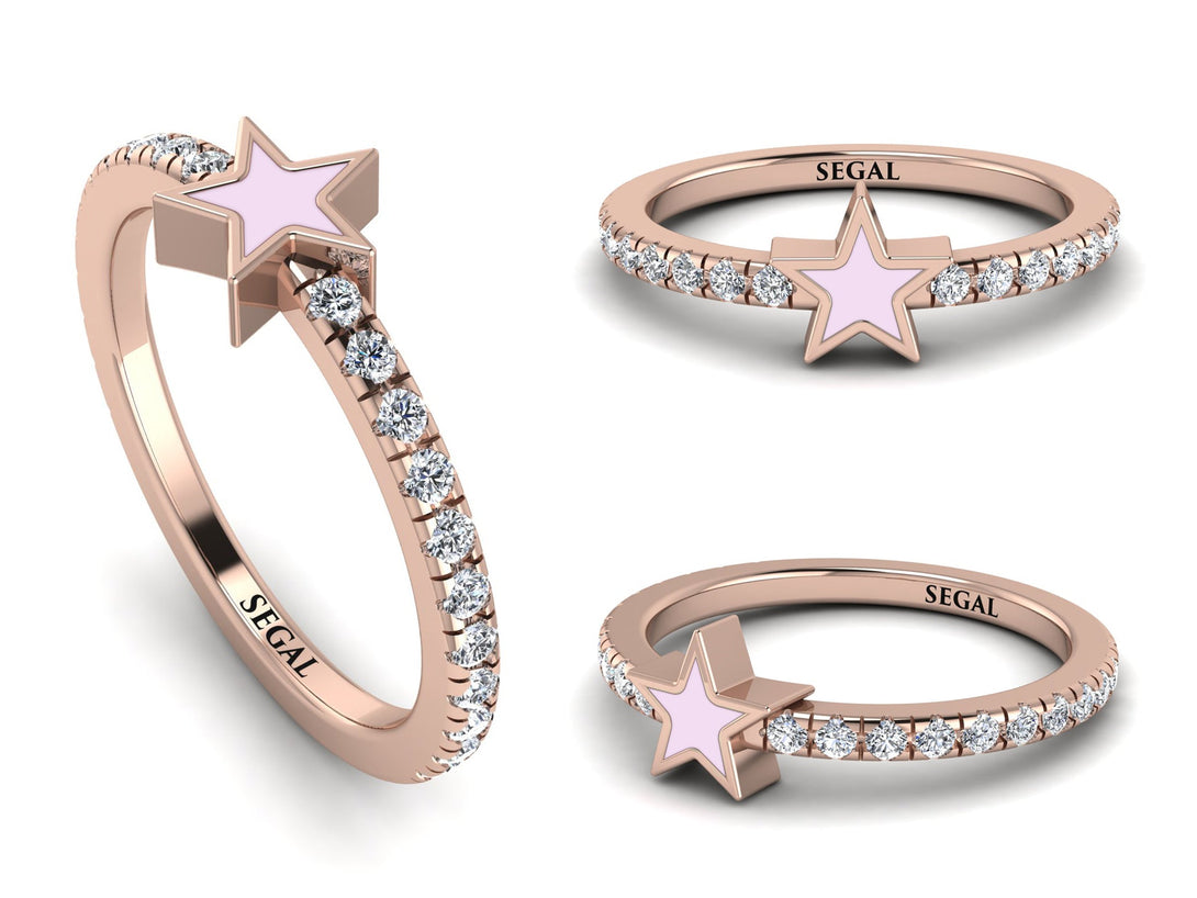 Elegant Enamel Star Diamond Ring - Star No. 2