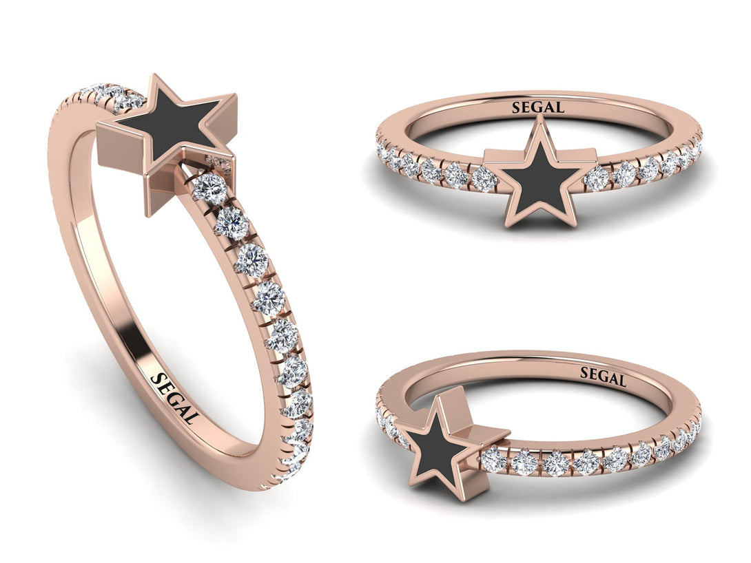 Elegant Enamel Star Diamond Ring - Star No. 2