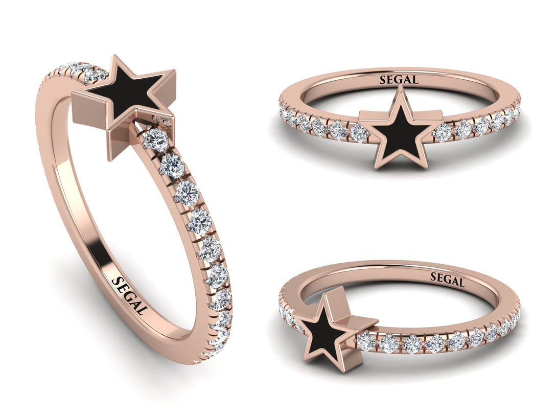 Elegant Enamel Star Diamond Ring - Star No. 2