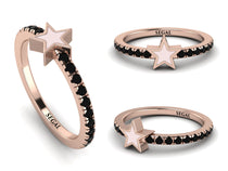 Elegant Enamel Star Black Diamond Ring - Star No. 8 image 1