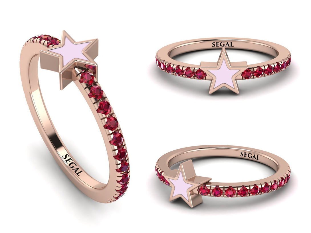 Elegant Enamel Star Ruby Ring - Star No. 11