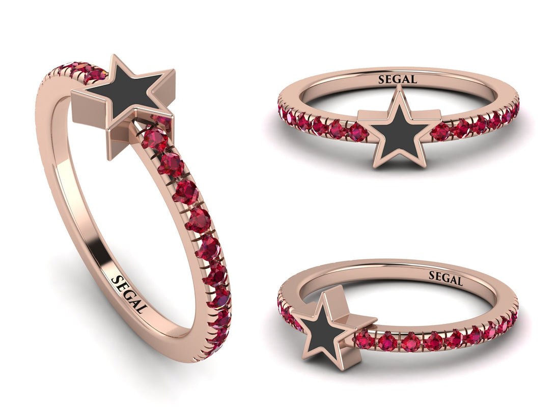 Elegant Enamel Star Ruby Ring - Star No. 11
