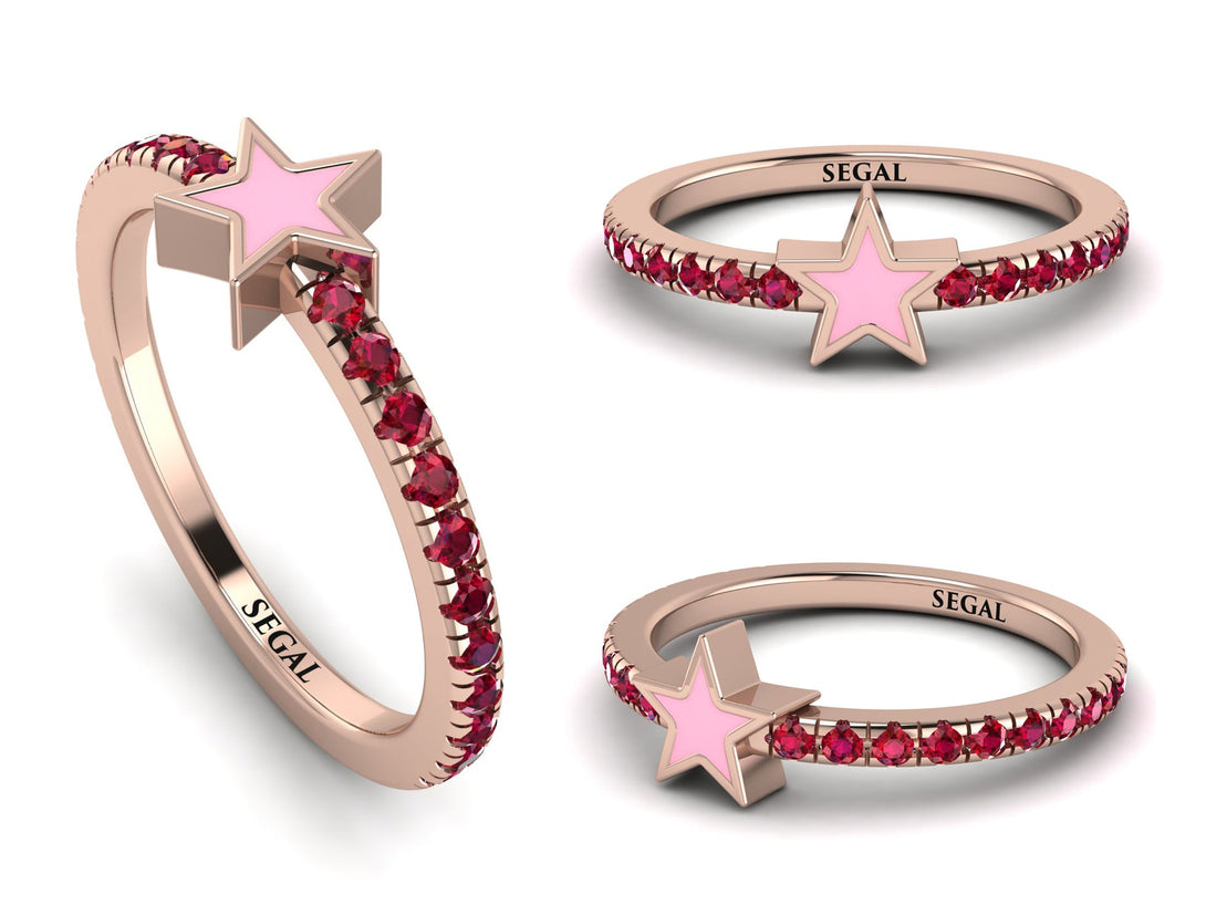 Elegant Enamel Star Ruby Ring - Star No. 11