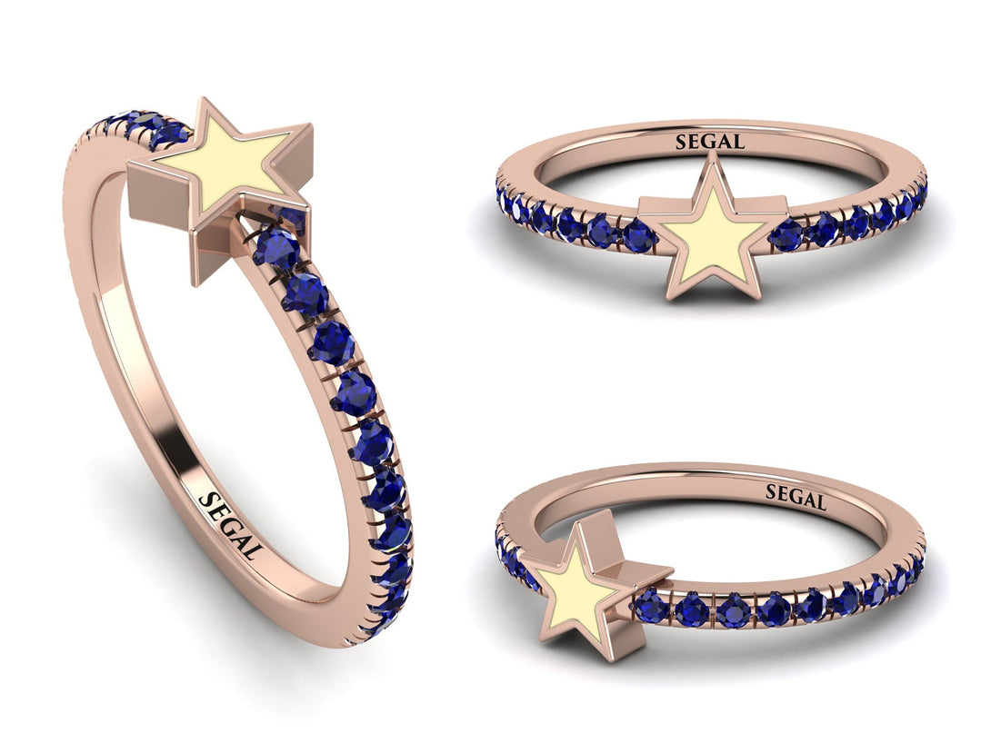 Elegant Enamel Star Sapphire Ring - Star No. 14