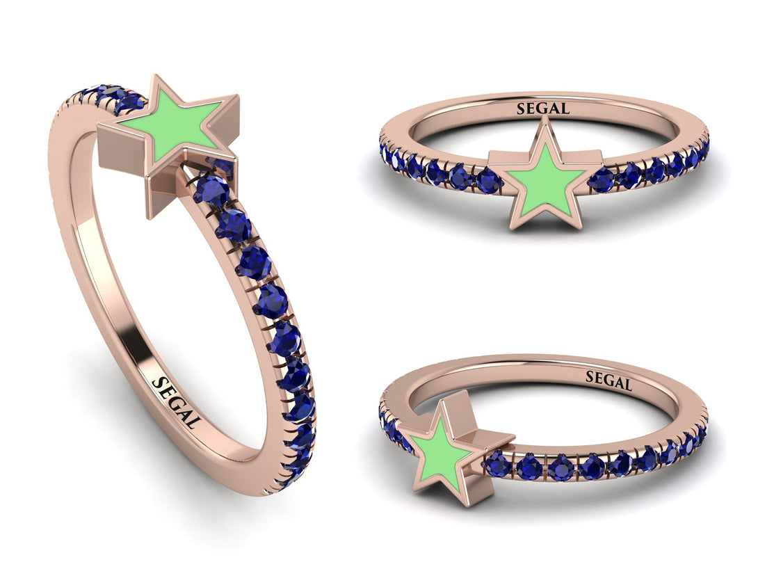 Elegant Enamel Star Sapphire Ring - Star No. 14