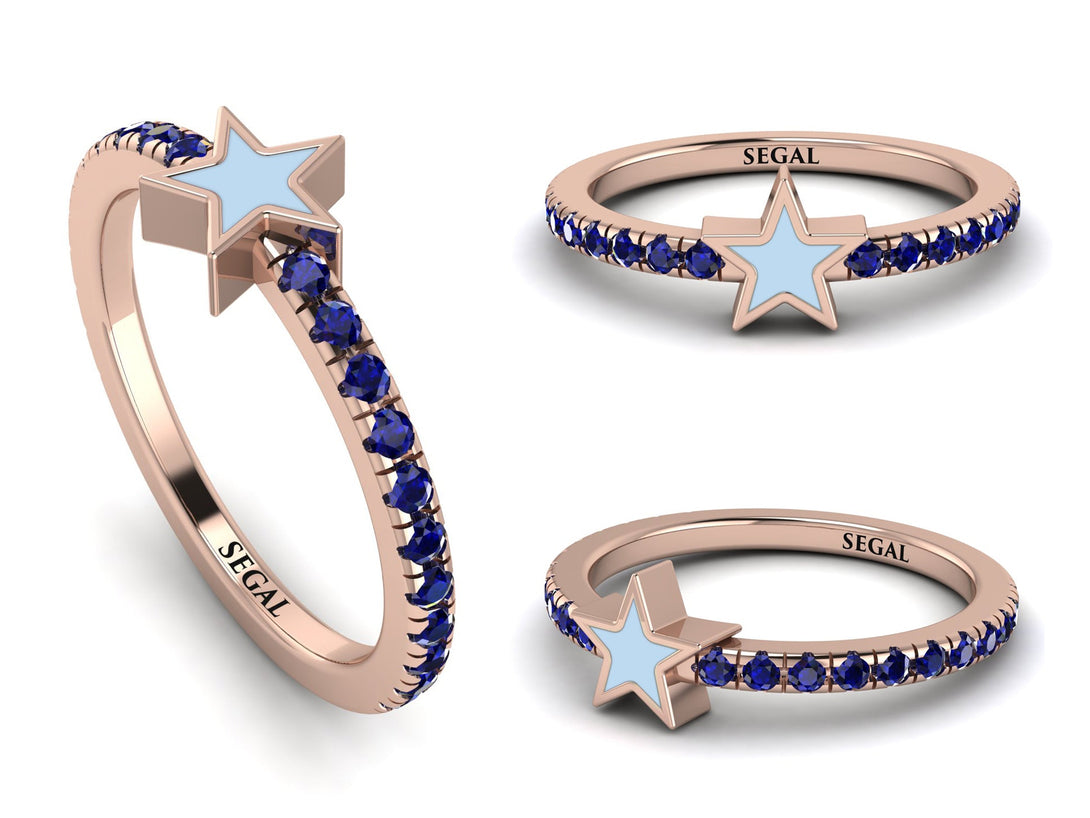 Elegant Enamel Star Sapphire Ring - Star No. 14