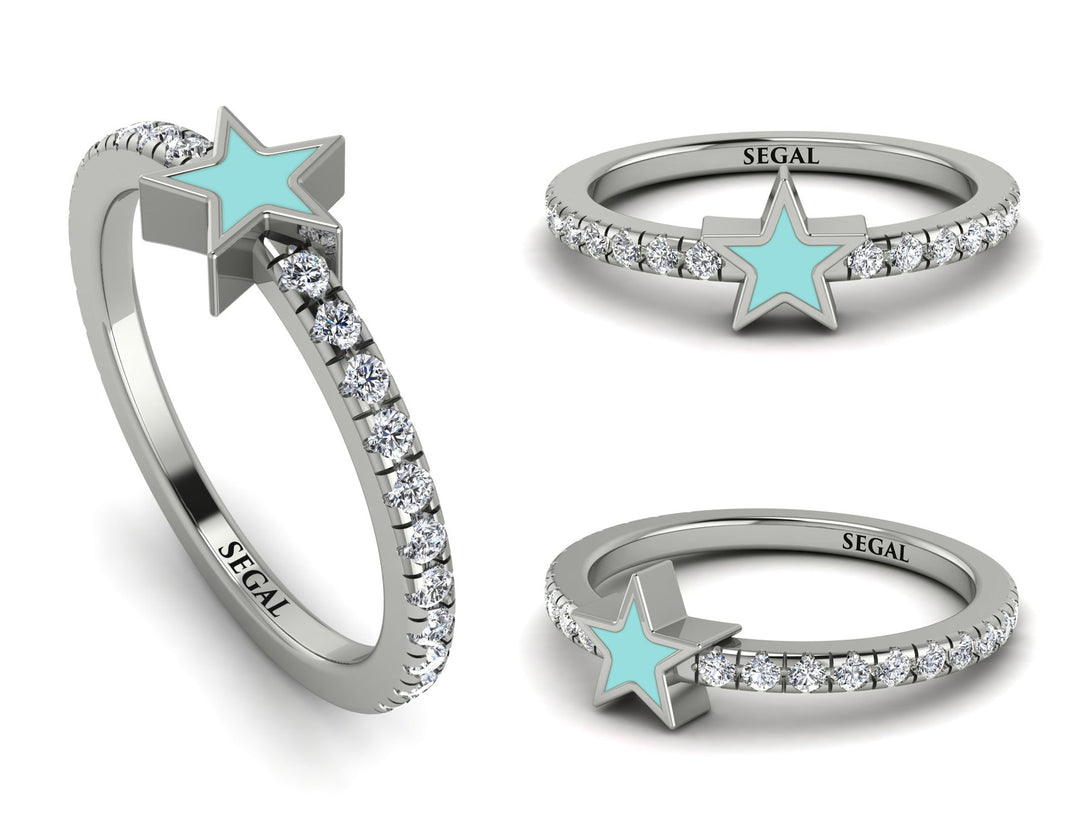Elegant Enamel Star Diamond Ring - Star No. 3