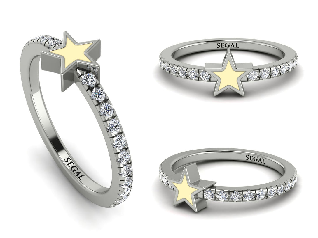 Elegant Enamel Star Diamond Ring - Star No. 3