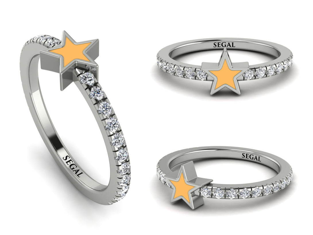 Elegant Enamel Star Diamond Ring - Star No. 3