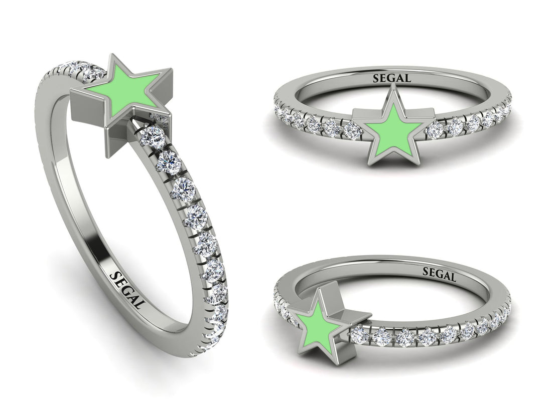 Elegant Enamel Star Diamond Ring - Star No. 3