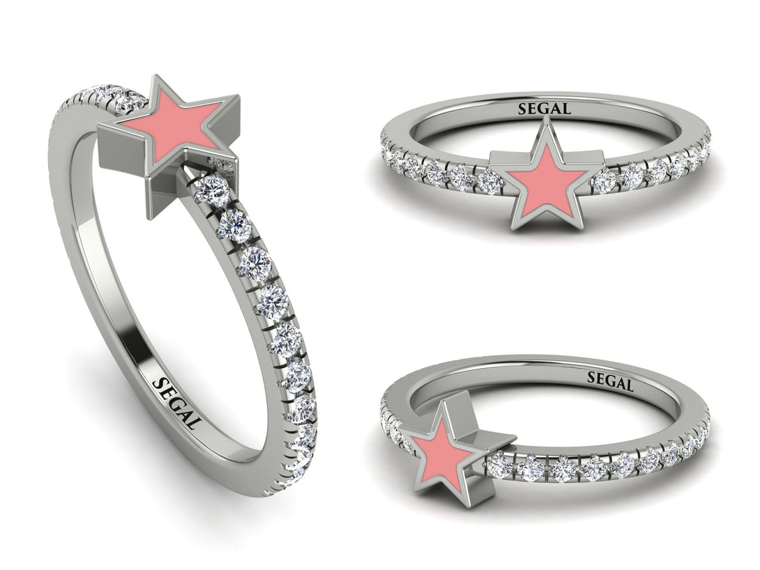 Elegant Enamel Star Diamond Ring - Star No. 3