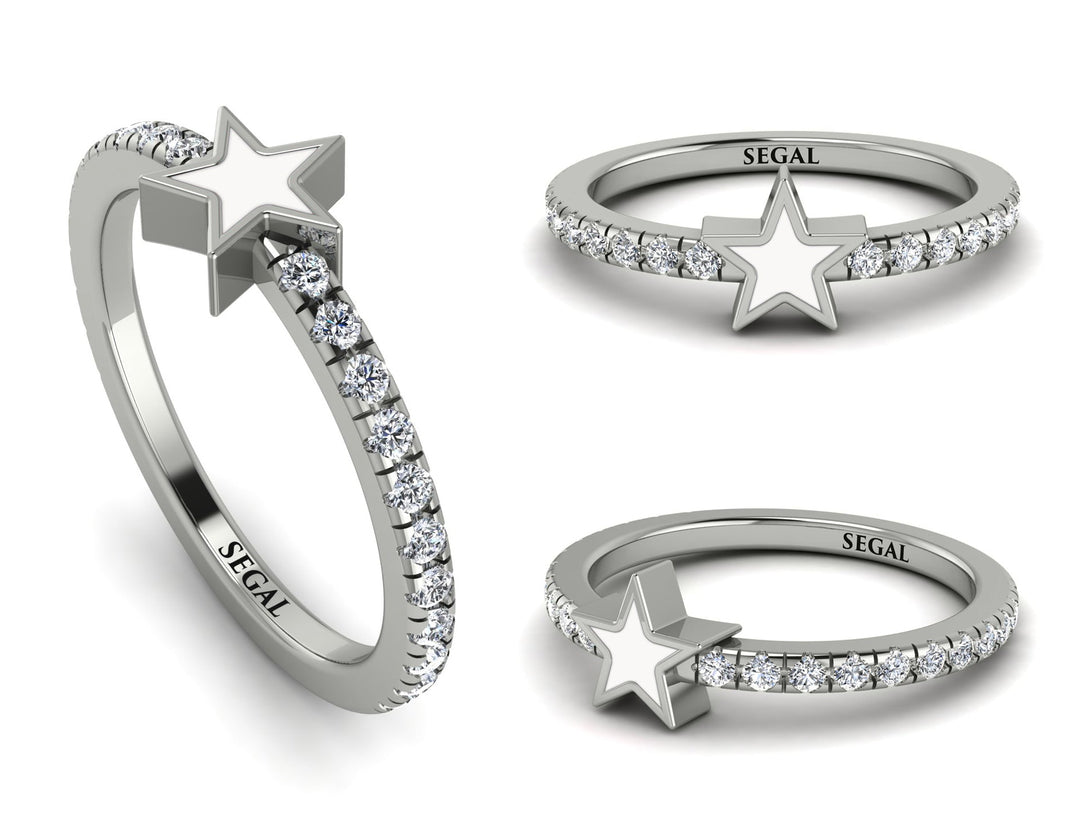 Elegant Enamel Star Diamond Ring - Star No. 3