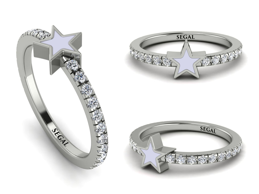 Elegant Enamel Star Diamond Ring - Star No. 3