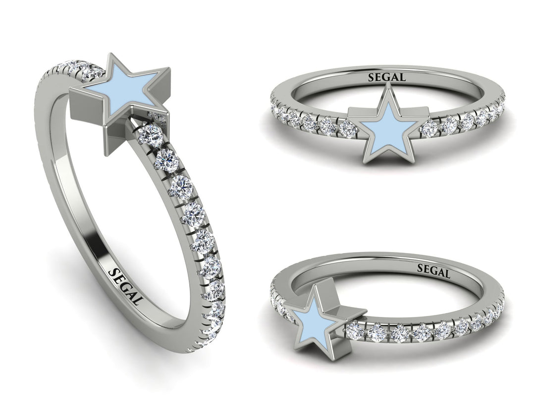 Elegant Enamel Star Diamond Ring - Star No. 3
