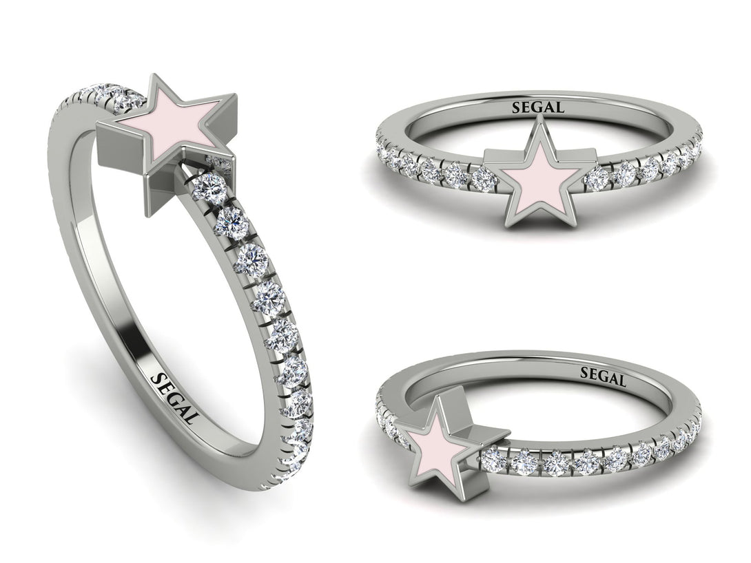 Elegant Enamel Star Diamond Ring - Star No. 3