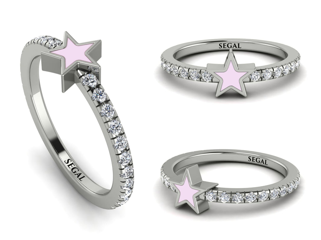 Elegant Enamel Star Diamond Ring - Star No. 3