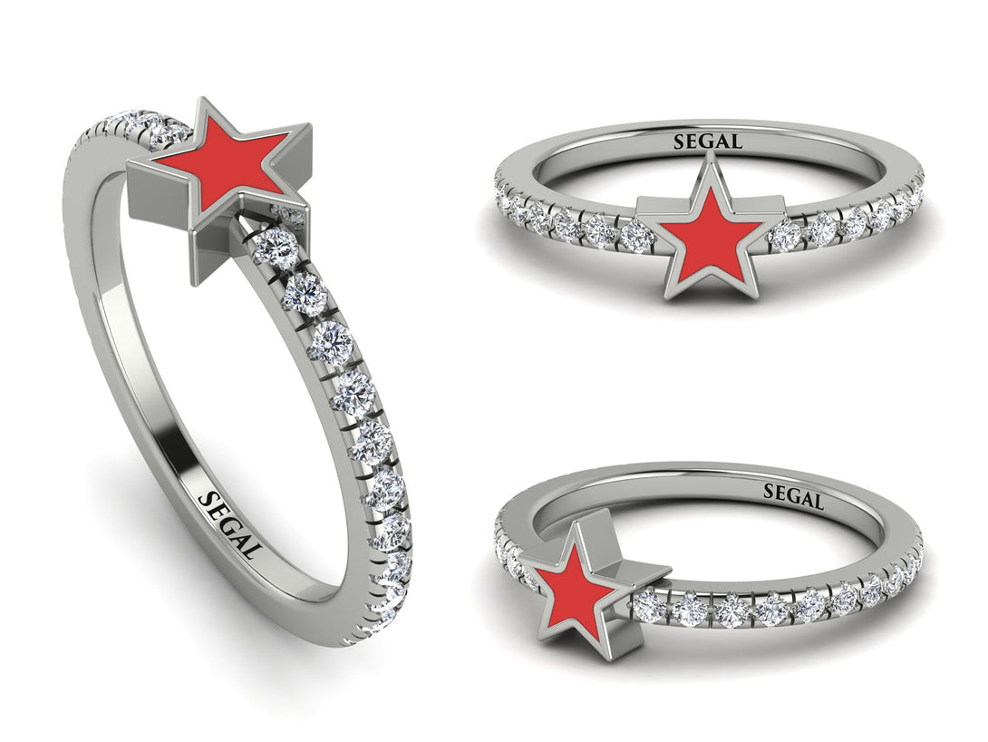 Elegant Enamel Star Diamond Ring - Star No. 3