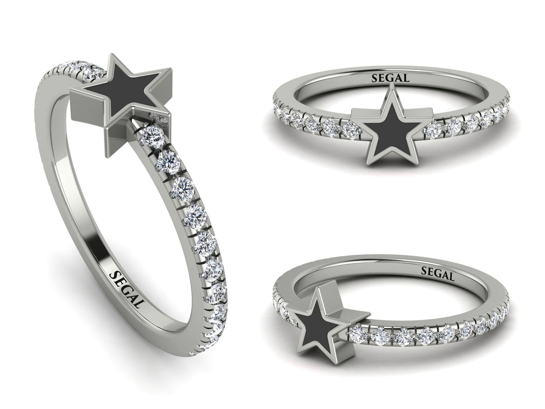 Elegant Enamel Star Diamond Ring - Star No. 3