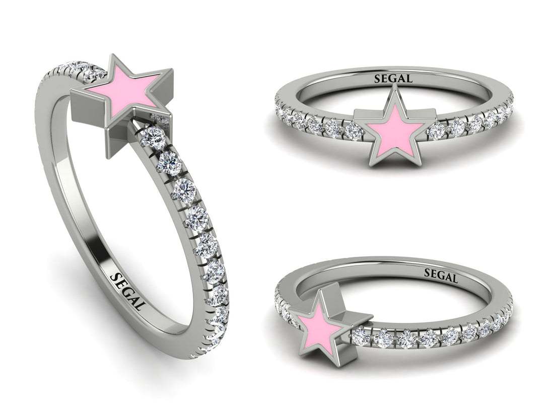 Elegant Enamel Star Diamond Ring - Star No. 3