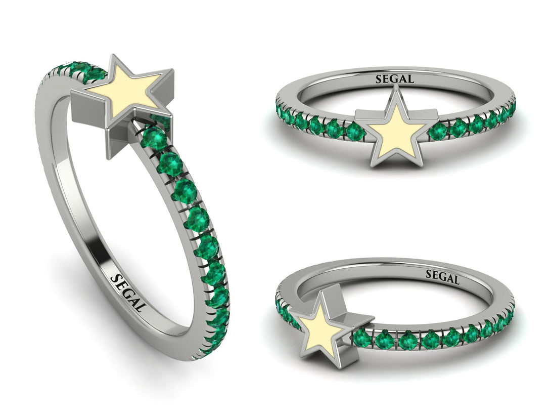 Elegant Enamel Star Emerald Ring - Star No. 6