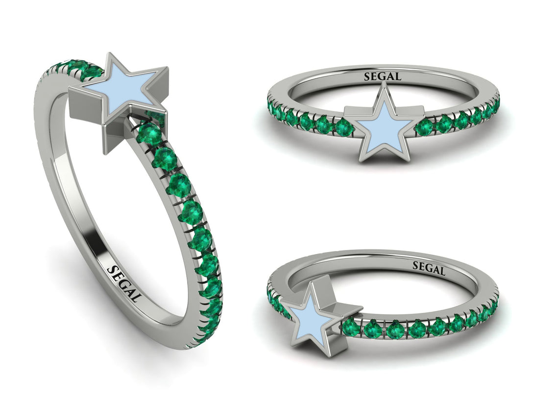 Elegant Enamel Star Emerald Ring - Star No. 6