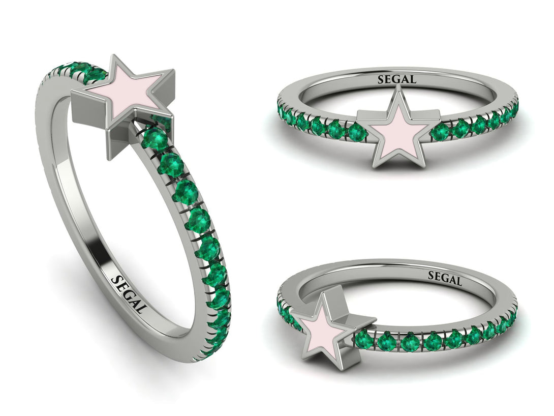 Elegant Enamel Star Emerald Ring - Star No. 6