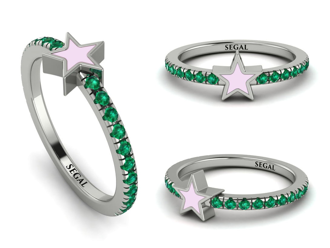 Elegant Enamel Star Emerald Ring - Star No. 6