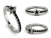 Elegant Enamel Star Black Diamond Ring - Star No. 9 image 1