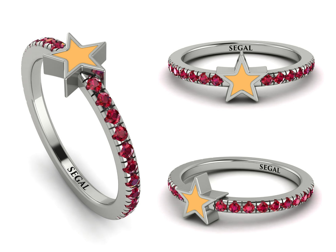 Elegant Enamel Star Ruby Ring - Star No. 12