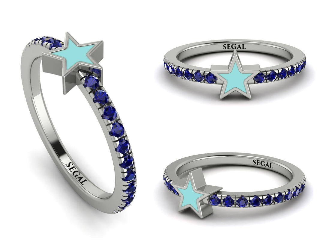 Elegant Enamel Star Sapphire Ring - Star No. 15