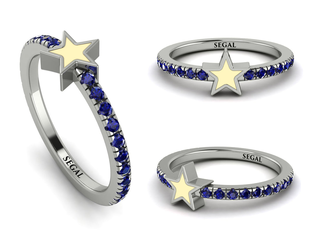 Elegant Enamel Star Sapphire Ring - Star No. 15