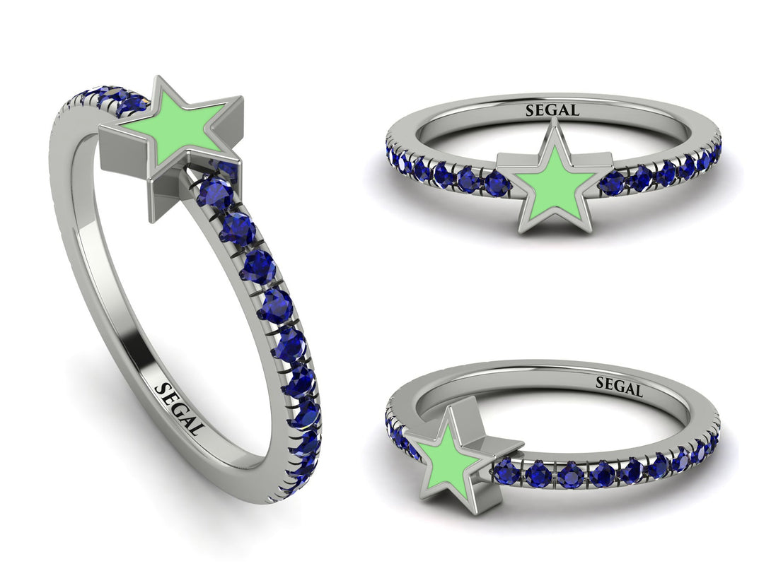 Elegant Enamel Star Sapphire Ring - Star No. 15