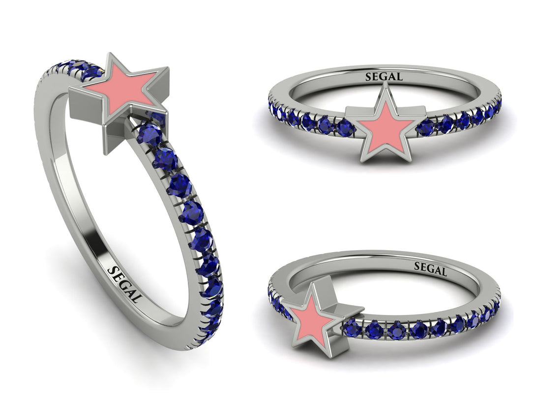 Elegant Enamel Star Sapphire Ring - Star No. 15