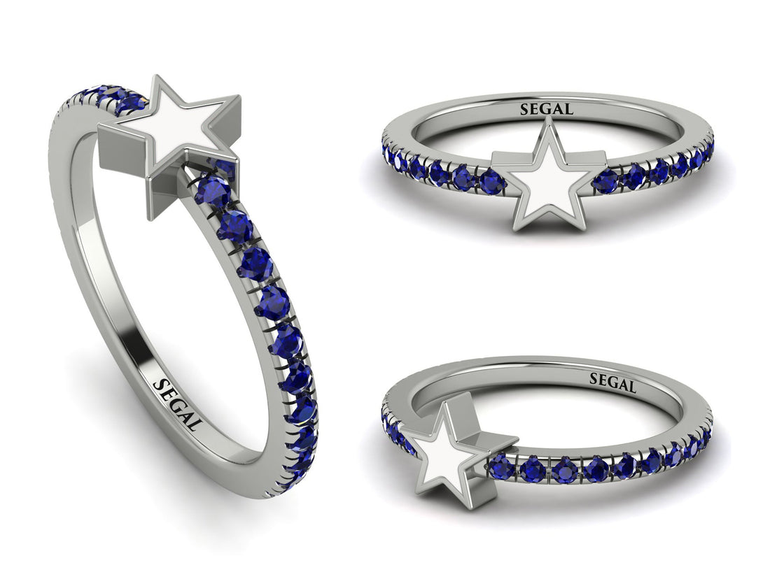 Elegant Enamel Star Sapphire Ring - Star No. 15