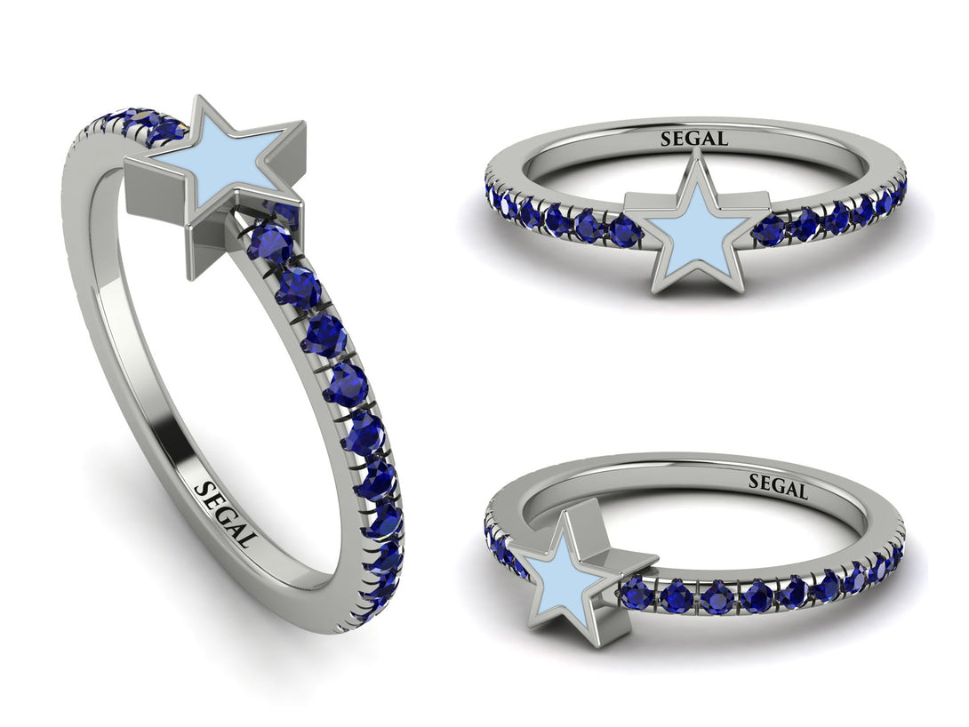Elegant Enamel Star Sapphire Ring - Star No. 15