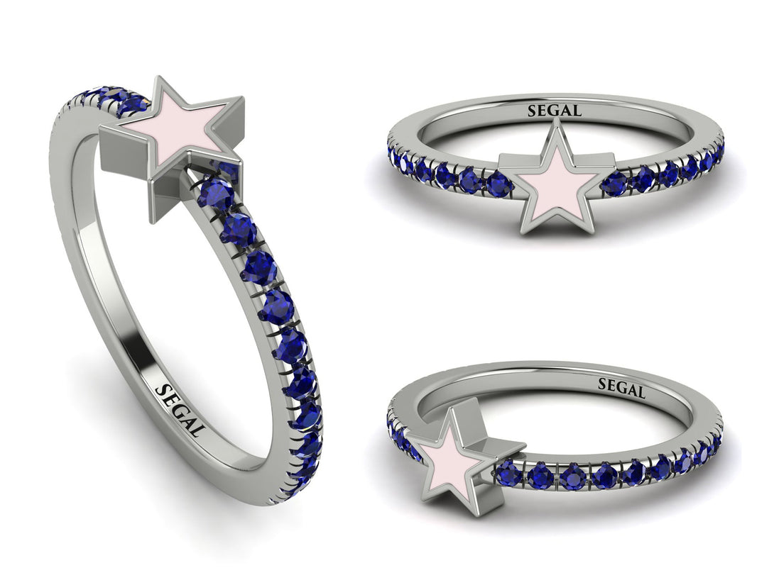 Elegant Enamel Star Sapphire Ring - Star No. 15