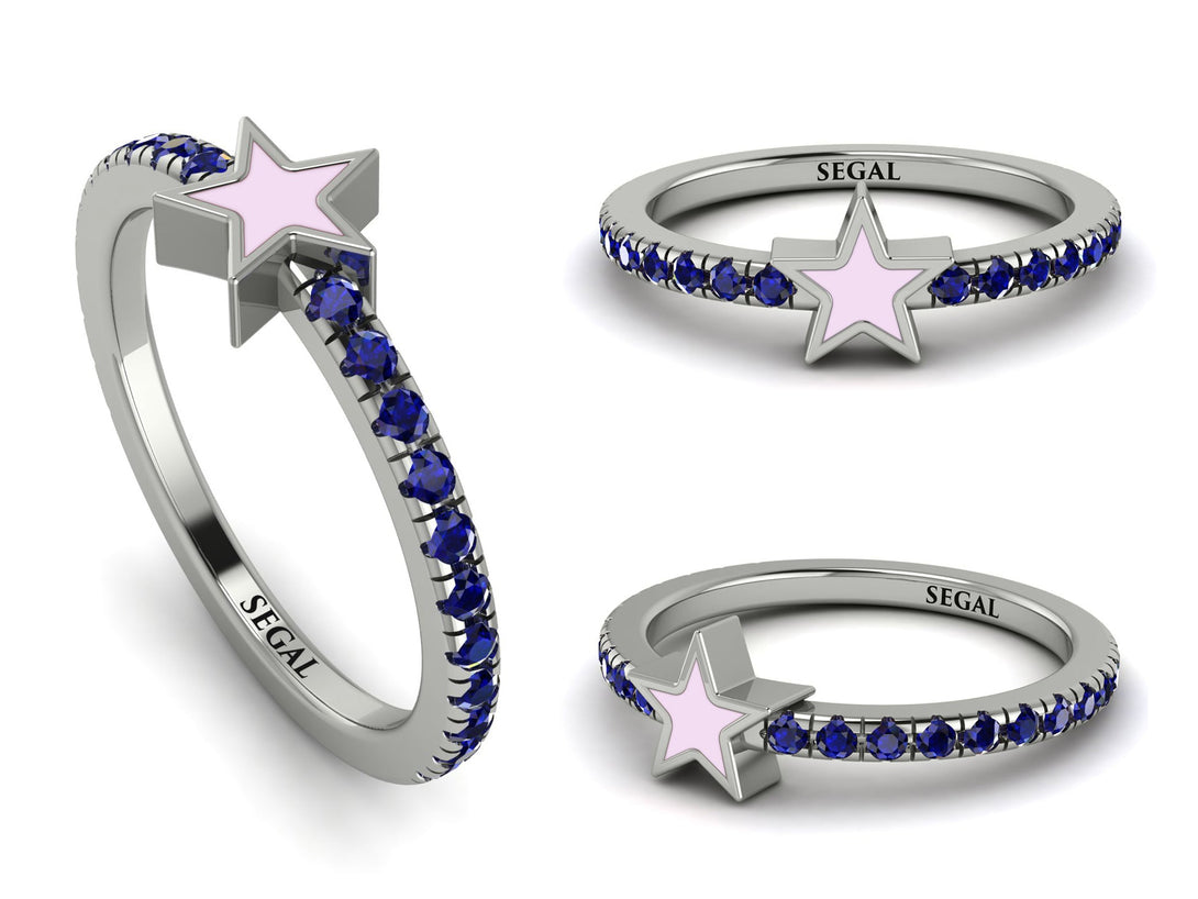 Elegant Enamel Star Sapphire Ring - Star No. 15