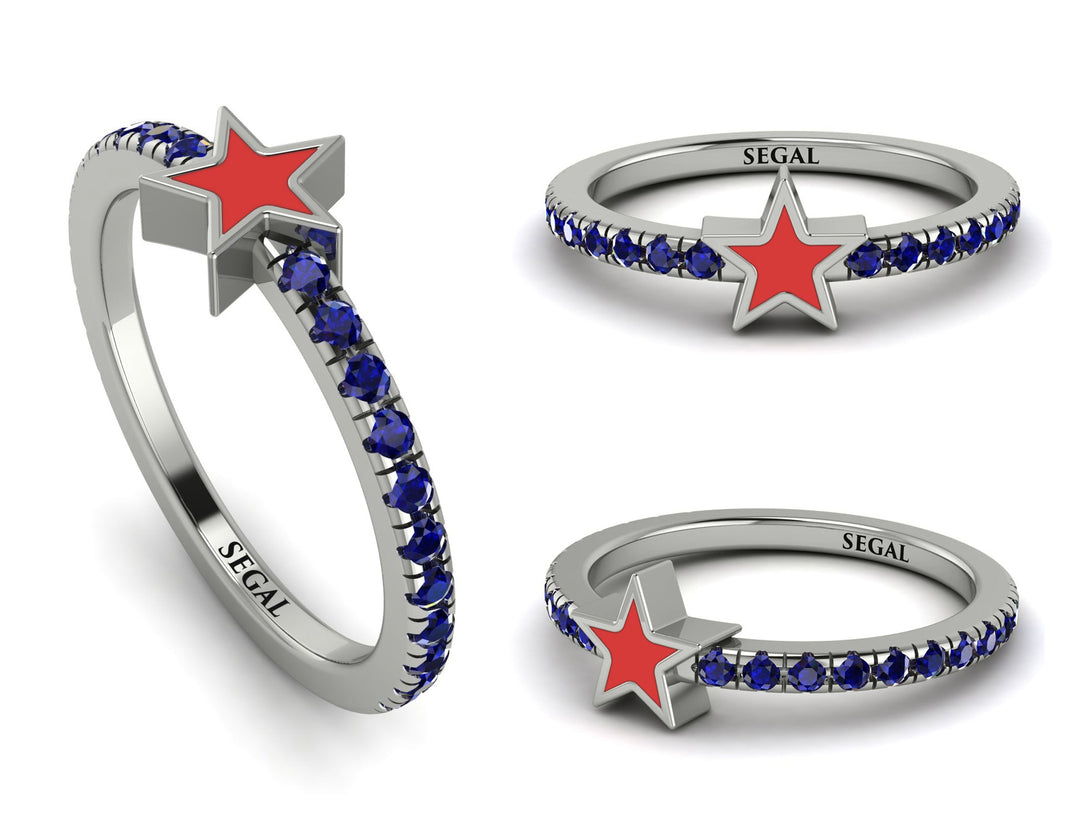 Elegant Enamel Star Sapphire Ring - Star No. 15