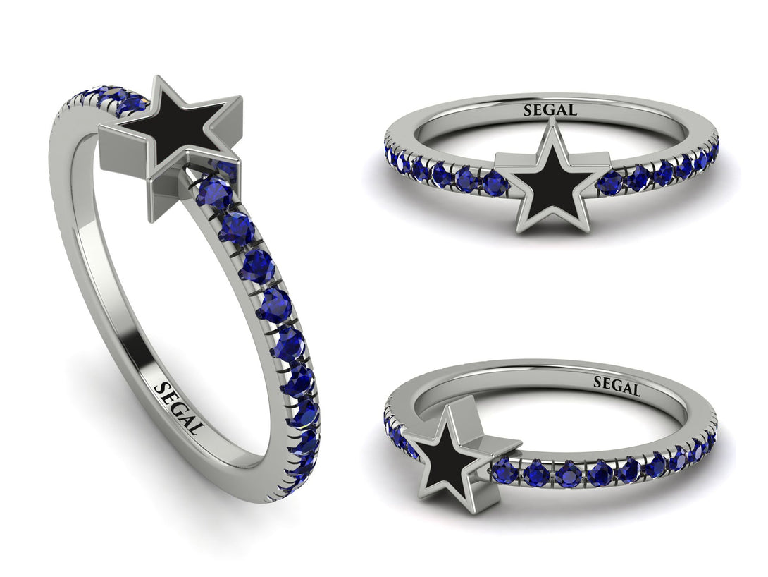 Elegant Enamel Star Sapphire Ring - Star No. 15