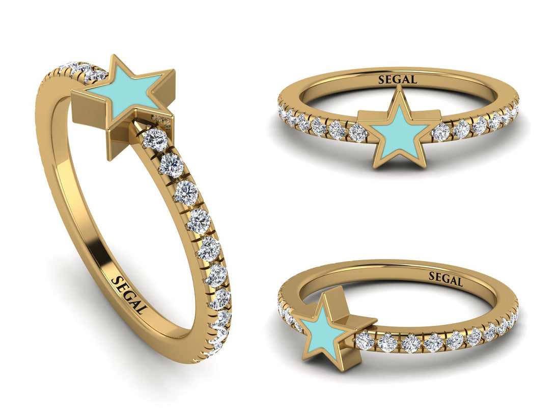 Elegant Enamel Star Diamond Ring - Star No. 1