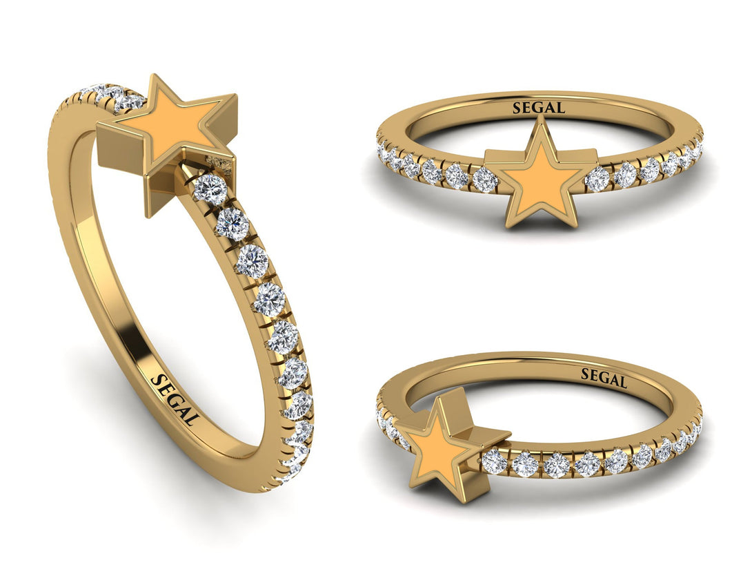 Elegant Enamel Star Diamond Ring - Star No. 1