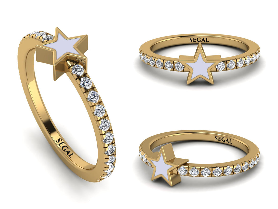 Elegant Enamel Star Diamond Ring - Star No. 1