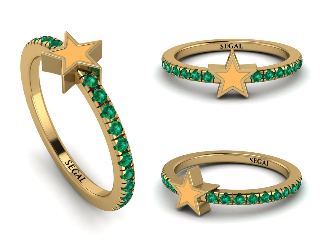 Elegant Enamel Star Emerald Ring - Star No. 4