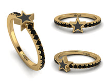 Elegant Enamel Star Black Diamond Ring - Star No. 7 image 1